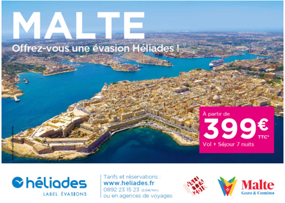 Héliades a lancé une campagne de promotion en partenariat avec l'office de tourisme de Malte - DR Héliades a lancé une campagne de promotion en partenariat avec l'office de tourisme de Malte - DR