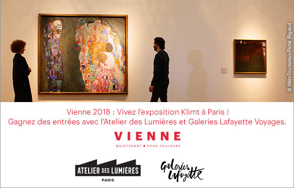 Gagnez votre entrée à l'exposition Gustav Klimt / Friedensreich Hundertwasser à l’Atelier des Lumières à Paris Gagnez votre entrée à l'exposition Gustav Klimt / Friedensreich Hundertwasser à l’Atelier des Lumières à Paris