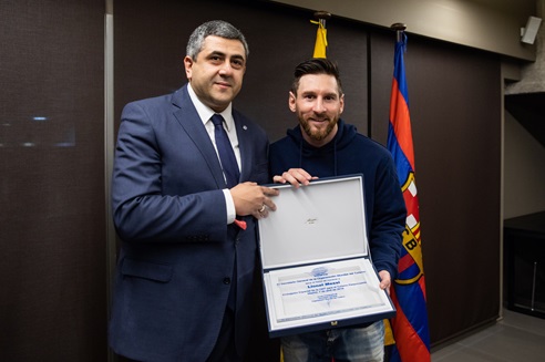 Zurab Pololikashvili et Lionel Messi - DR