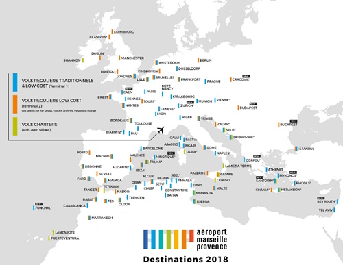 Les destinations au départ de Marseille - Provence - DR AMP