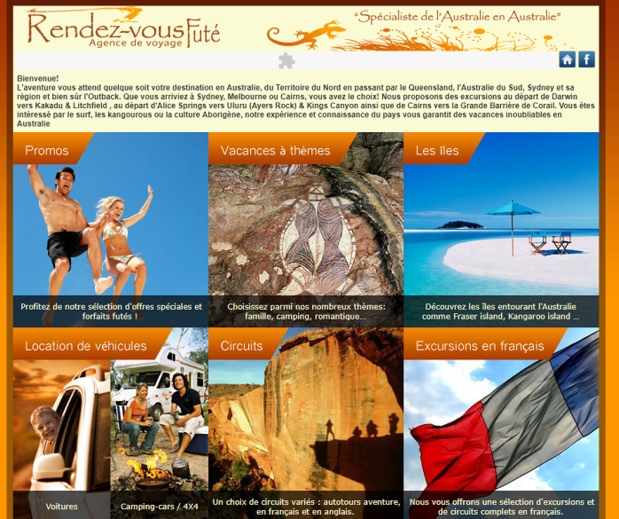 Le site Rendez-vous Futé est encore accessible à l'adresse australie-voyages.com - DR Capture écran