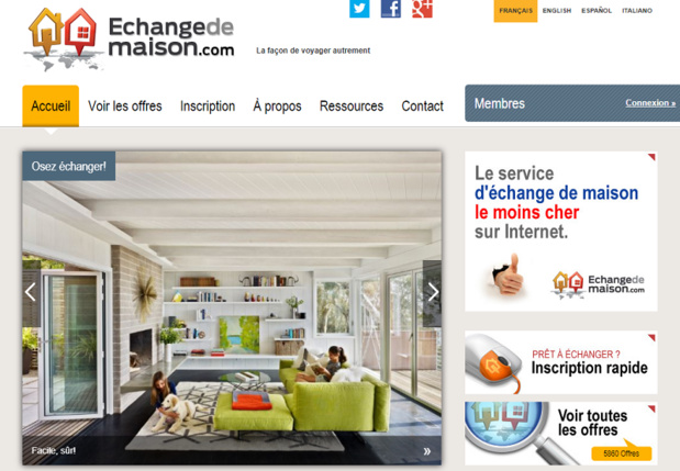 Le site EchangedeMaison.com - Capture écran Le site EchangedeMaison.com - Capture écran