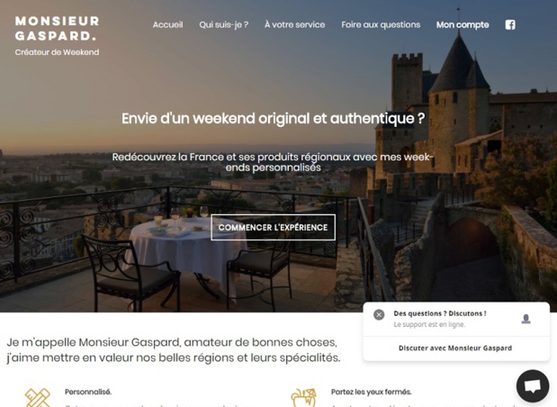 Le site Monsieur Gaspard propose des week-ends et courts séjours en France - DR Capture écran Le site Monsieur Gaspard propose des week-ends et courts séjours en France - DR Capture écran