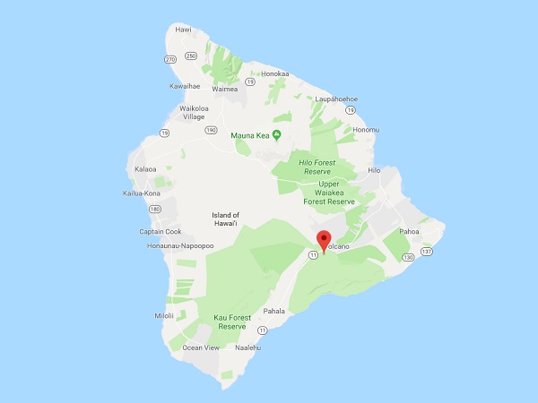 Le volcan Kilauea est situé sur l'île de Big Island à Hawaii - DR Google Map
