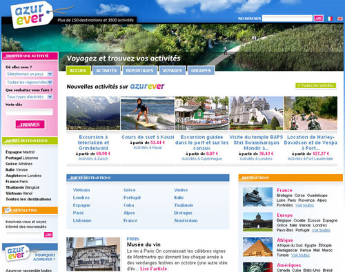 Activités de loisirs : Azurever.com prépare un site B to B