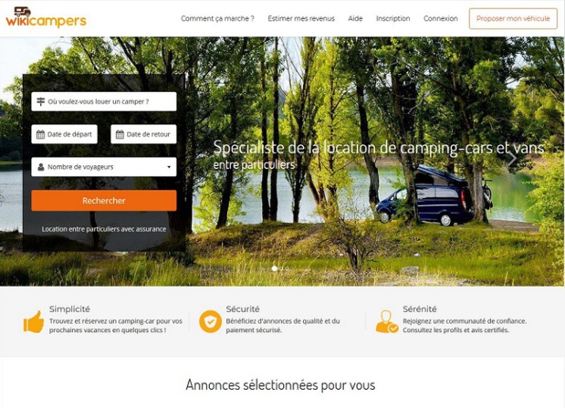 Le site Wikicampers ressemble à un "airbnb du camper" - copie d'écran