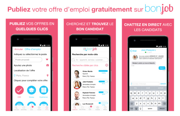 Emploi : BonJob, une solution mobile de recrutement dans l’hôtellerie-restauration