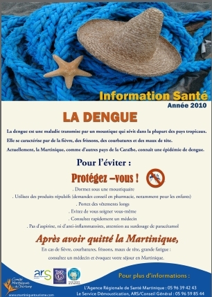 Le flyer d'information sur la dengue distribué aux visiteurs dès leur arrivée à l'aéroport