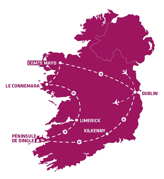 L'itinéraire du nouveau circuit "Ma douce Irlande" /crédit photo JDL