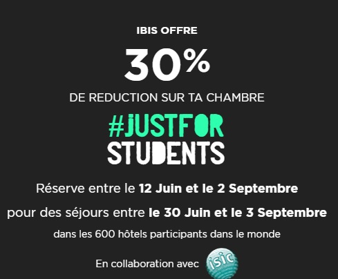 #JustForStudents : les 3 marques Ibis lancent une offre spéciale pour les étudiants. - DR