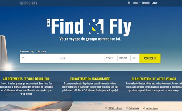Avec Find&Fly, Pro Sky veut révolutionner le MICE et les vols de groupes - Crédit photo : Find&Fly Avec Find&Fly, Pro Sky veut révolutionner le MICE et les vols de groupes - Crédit photo : Find&Fly