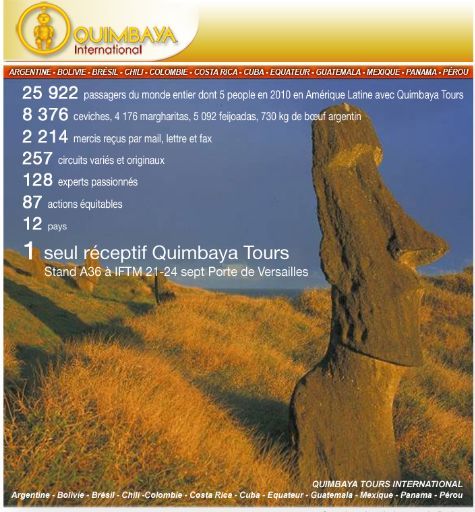 Quimbaya Tours vous donne rendez-vous à l'IFTM du 21 au 24 Septembre 2010 au stand A 36 Quimbaya Tours vous donne rendez-vous à l'IFTM du 21 au 24 Septembre 2010 au stand A 36