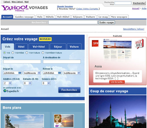 Les offres Expedia sur Yahoo! Voyages