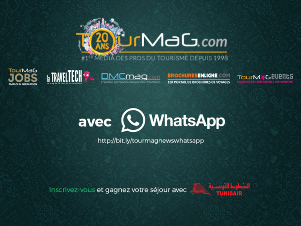 L'inscription aux newsletters du Groupe TourMaG.com sur WhatsApp s'effectue depuis le mobile en cliquant sur le lien suivant : http://bit.ly/tourmagnewswhatsapp - CLIQUEZ SUR LA PHOTO