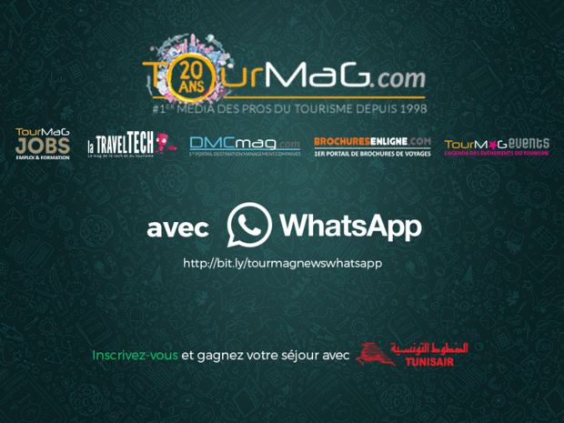 L'inscription aux newsletters du Groupe TourMaG.com sur WhatsApp s'effectue depuis le mobile en cliquant sur le lien suivant : http://bit.ly/tourmagnewswhatsapp - CLIQUEZ SUR LA PHOTO L'inscription aux newsletters du Groupe TourMaG.com sur WhatsApp s'effectue depuis le mobile en cliquant sur le lien suivant : http://bit.ly/tourmagnewswhatsapp - CLIQUEZ SUR LA PHOTO
