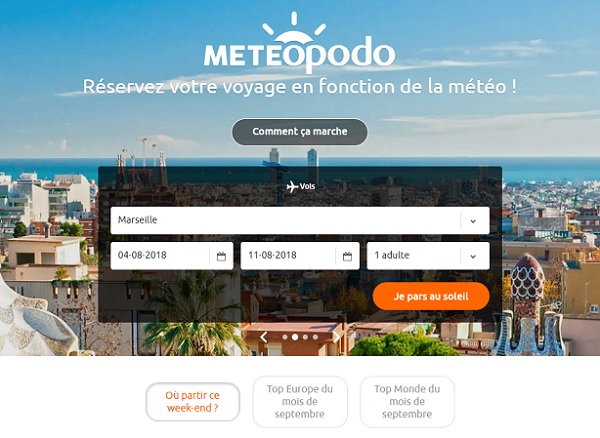 Meteopodo, une plateforme pour choisir sa destination selon la météo - Crédit photo : Meteopodo