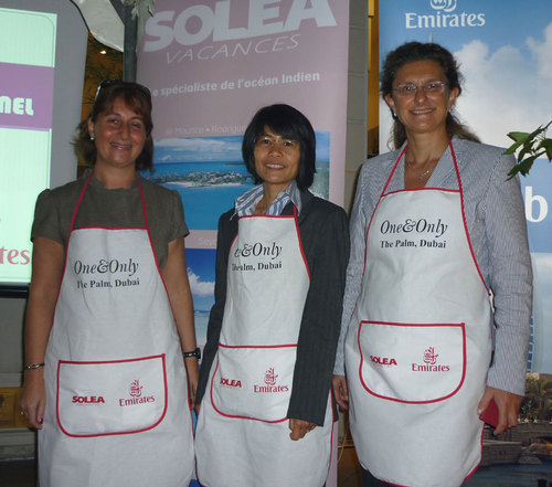 Aux côtés de Nathalie Bueno, directrice commerciale de Solea Vacances, Anne-Marie Coignard (Kerzner International) et Chong Mayupun (Emirates)