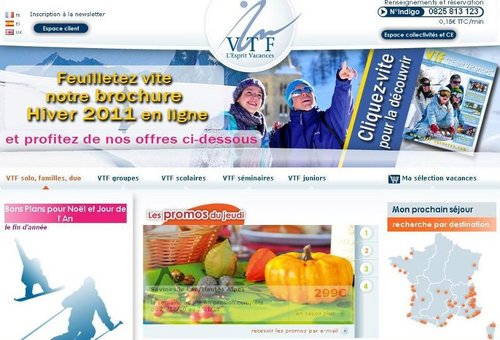le site internet de VTF Vacances comptabilise 10% des ventes individuelles.
