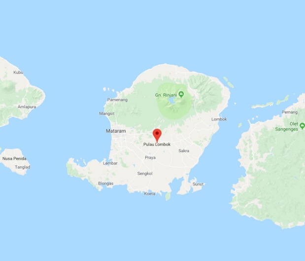 Dimanche 19 août 2018, l'île de Lombok a été touché par 3 tremblements de terre. - Google Maps