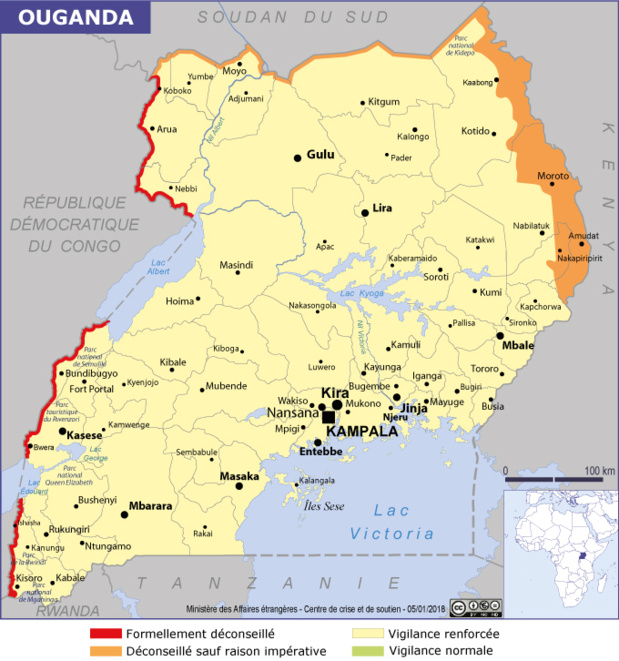 Ouganda : la carte du Quai d'Orsay - DR