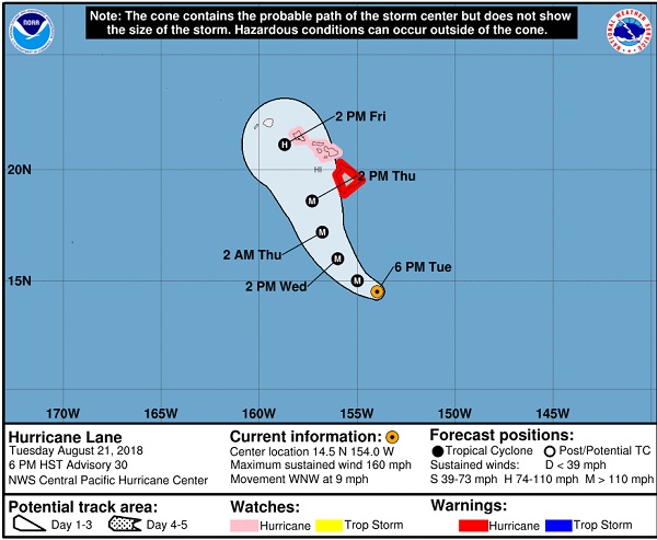 L'Île d'Hawaï est placé en alerte ouragan par les autorités américaines - Crédit photo : Central Pacific Hurricane Center