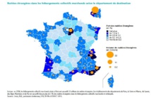 Nuitées étrangères dans les hébergements collectifs marchands selon le département de destination - source : www.entreprises.gouv.fr