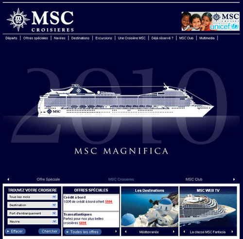 MSC Croisières : nouvelle version du site Internet