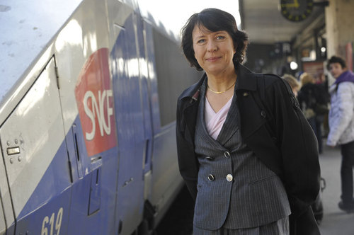 Barbara Dalibard, directrice générale de SNCF Voyages, l'ex direction Grandes Lignes, a présenté la Box TGV à 320 kmh, lors d'un trajet Paris-Nancy