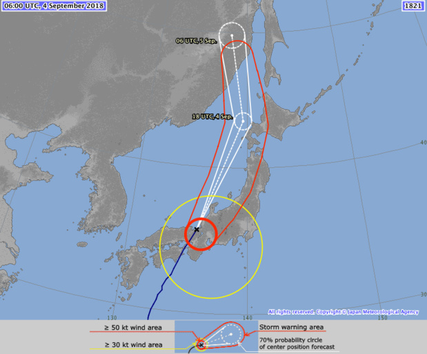 Le typhon Jebi va frapper le Japon 