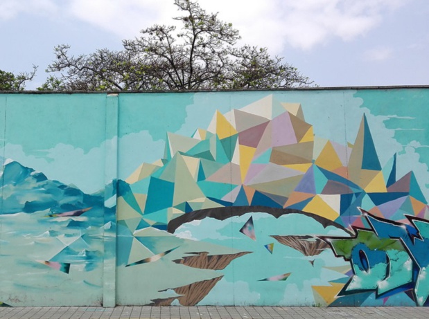 "Ce graffiti de Medellin représente ce qui entoure la ville, les montagnes verdoyantes de la Vallée Aburà" explique Echa-P Vous sur son site - crédit photo : Echa-P Vous