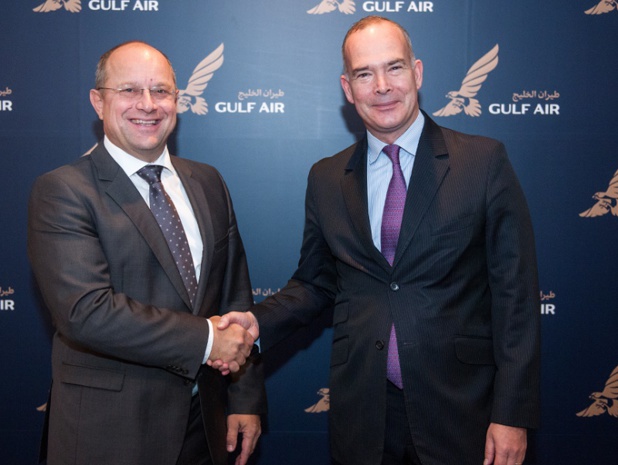 Krešimir Kučko, P-DG de Gulf Air, avec Vincent Coste, le nouveau directeur commercial de la compagnie - DR : Gulf Air