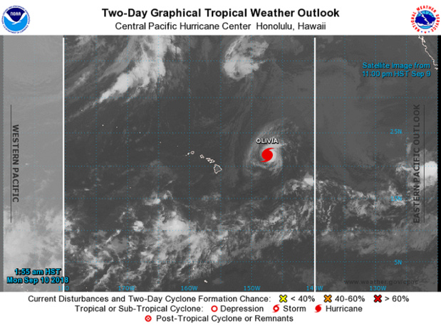 photo satellite prise ce lundi 10 septembre 2018 à 14h heure française - photo NWS Central Pacific Hurricane Center Honolulu