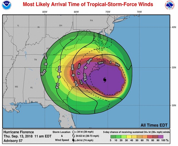 USA : l'ouragan Florence a été rétrogradé, mais reste dangereux