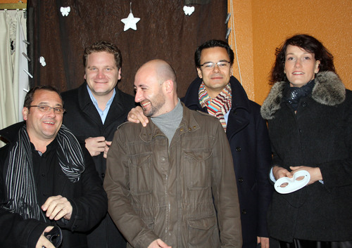 Les anciens élèves de Savignac (de gauche à droite): Philippe BORDES, Marc TANGUY, Olivier DARNAT, Bertrand MOTHE et Marion BURNICHON-TANGUY.
