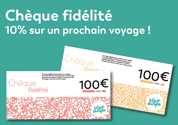 Visit Europe offre à vos clients un bon d’achat de 10% du montant de leur 1er voyage à valoir sur un 2ème voyage - DR