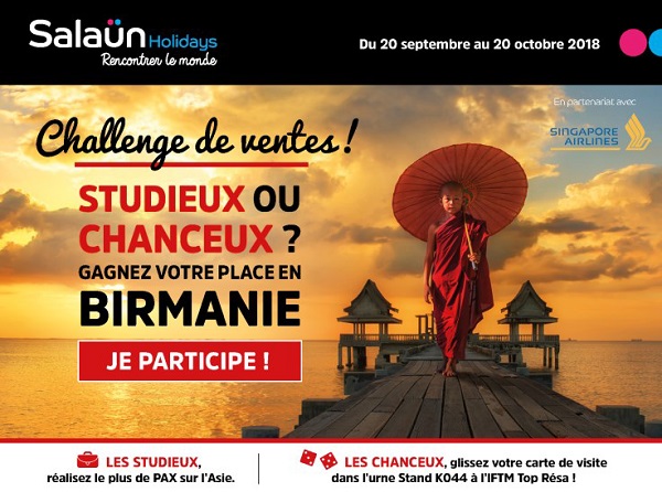 Challenge de ventes Asie : A gagner, 14 places pour le prochain éductour qui se tiendra en Birmanie du 29 novembre au 7 décembre 2018 - DR