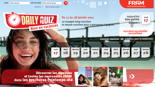 Daily quizz : FRAM fait gagner 10 séjours aux agents de voyages Daily quizz : FRAM fait gagner 10 séjours aux agents de voyages