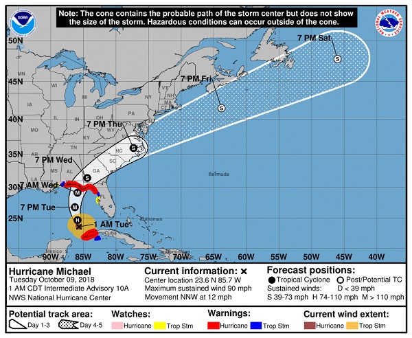 Ouragan Michael, état d'urgence dans l'Alabama et en Floride - Crédit photo : nhc.noaa.gov Ouragan Michael, état d'urgence dans l'Alabama et en Floride - Crédit photo : nhc.noaa.gov