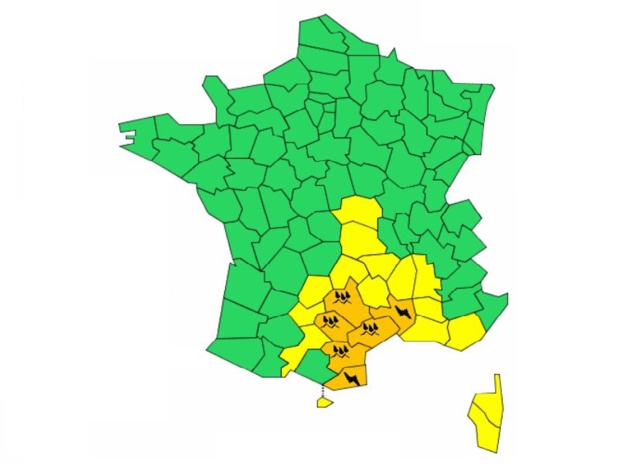 Carte météo France valable à partir du mardi 9 octobre 2018 16h durant 24h