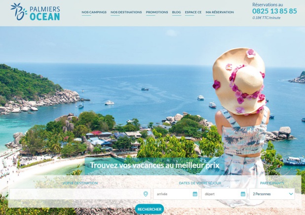 Le site web de Palmiers Océan, TO spécialiste des vacances en mobile home - Capture écran