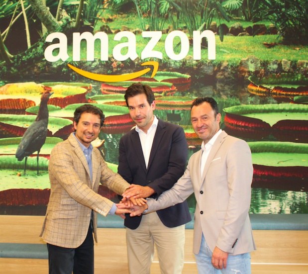 Victor Fernández, PDG du groupe Room Mate, Edouard Chabrol, directeur d'Amazon Pay en France, Espagne, Italie et Pablo Gago, chef de Stratégie et d'Innovation mondial de Room Mate Group - DR