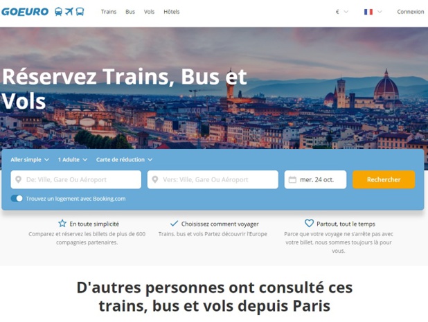 Le site GoEuro permet d'effectuer des réservations train, bus et vols - DR Le site GoEuro permet d'effectuer des réservations train, bus et vols - DR