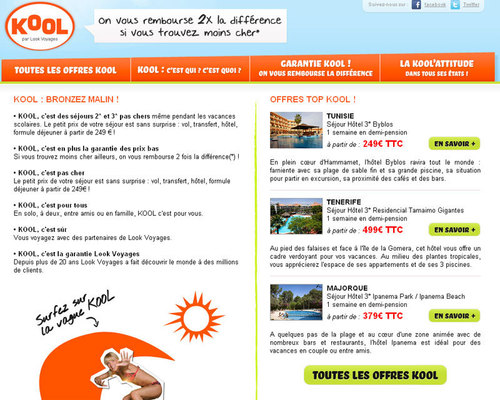 Séjours balnéaires : Look Voyages se la joue ''Kool'' ! Séjours balnéaires : Look Voyages se la joue ''Kool'' !