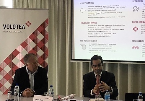 François Marie, directeur de l’aéroport Nantes Atlantique et Carlos Muñoz, PDG de Volotea - DR : Volotea