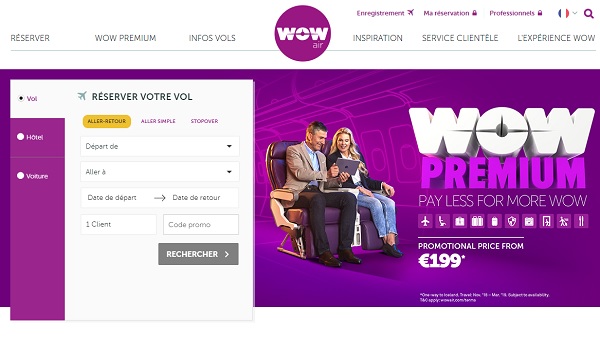 Wow Air fait la promotion de son "Big Seat" - Crédit photo : Wow Air