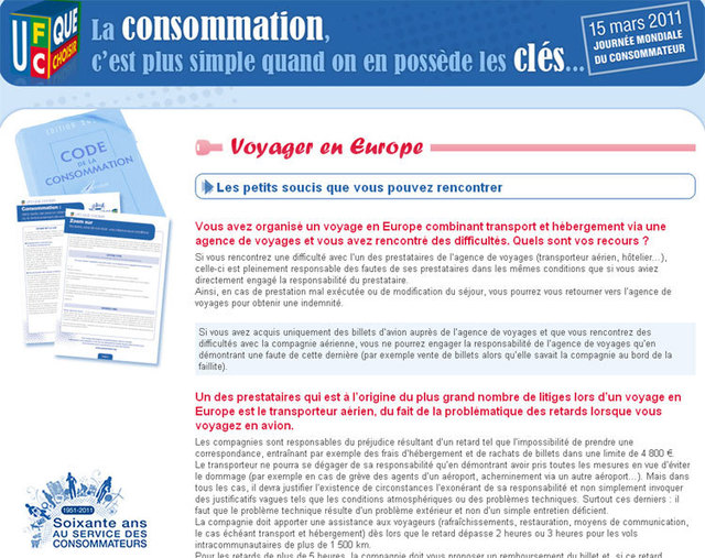 Consommateur : UFC Que Choisir édite une fiche pratique sur les voyages Consommateur : UFC Que Choisir édite une fiche pratique sur les voyages