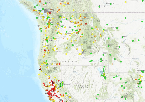 Site qui informe les voyageurs sur la qualité de l'air en Californie - DR Capture écran