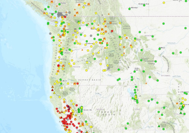 Site qui informe les voyageurs sur la qualité de l'air en Californie - DR Capture écran Site qui informe les voyageurs sur la qualité de l'air en Californie - DR Capture écran