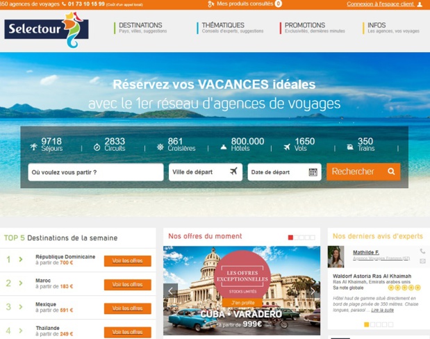 La plateforme de Selectour, nouvelle version, sera lancée dans les prochains mois - DR : Capture d'écran Selectour