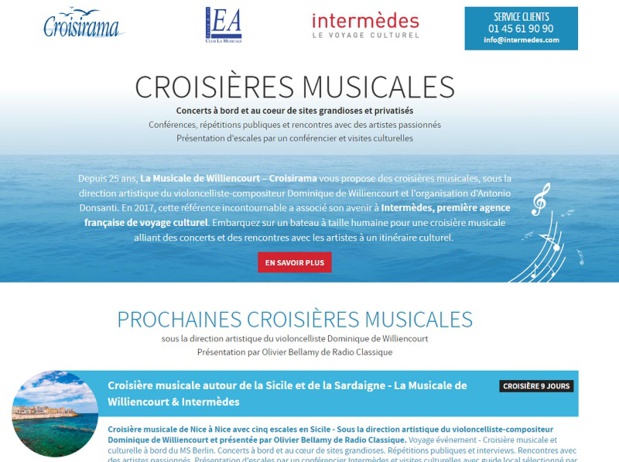 Intermèdes a repris la marque de croisières musicales Croisirama en septembre 2017 - DR : capture d'écran Croisirama Intermèdes a repris la marque de croisières musicales Croisirama en septembre 2017 - DR : capture d'écran Croisirama
